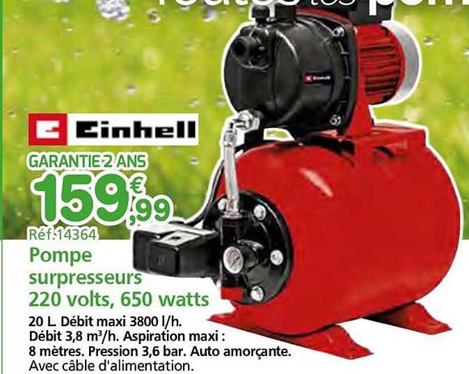 Pompe surpresseurs 220 volts, 650 watts