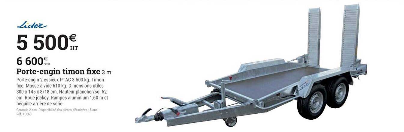 Porte-engine timon fixe 3 m