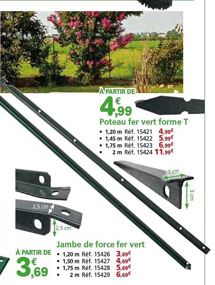 Poteau fer vert forme T