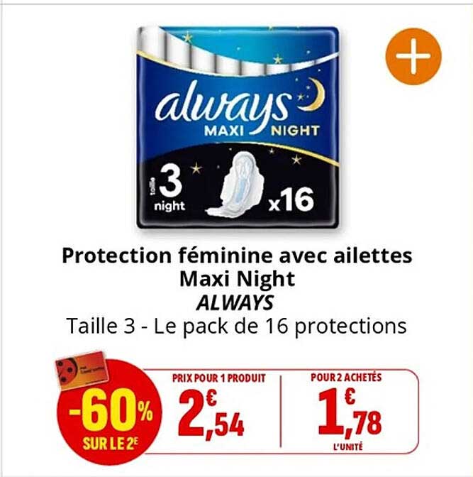 Protection féminine avec ailettes Maxi Night