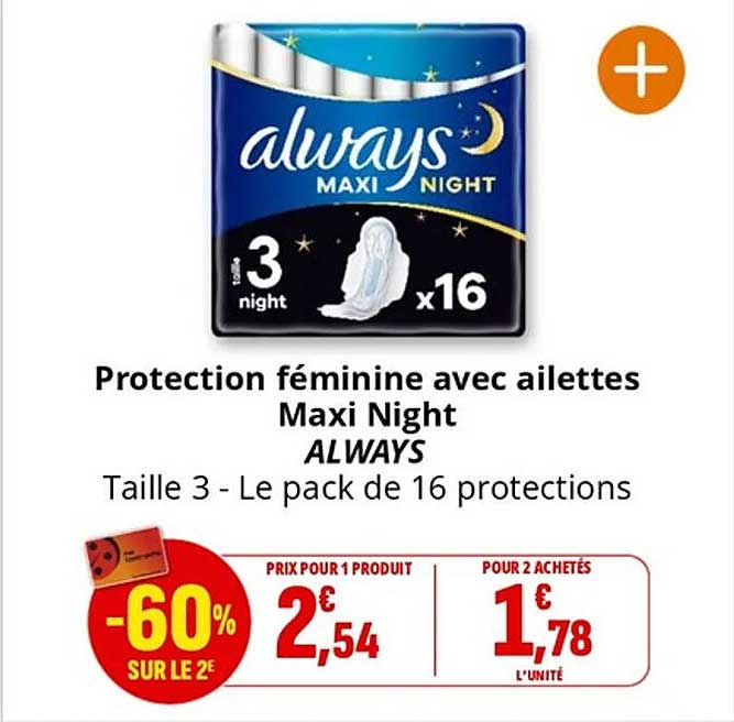 Protection féminine avec aillettes Maxi Night
