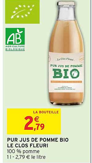 PUR JUS DE POMME BIO LE CLOS FLEURI