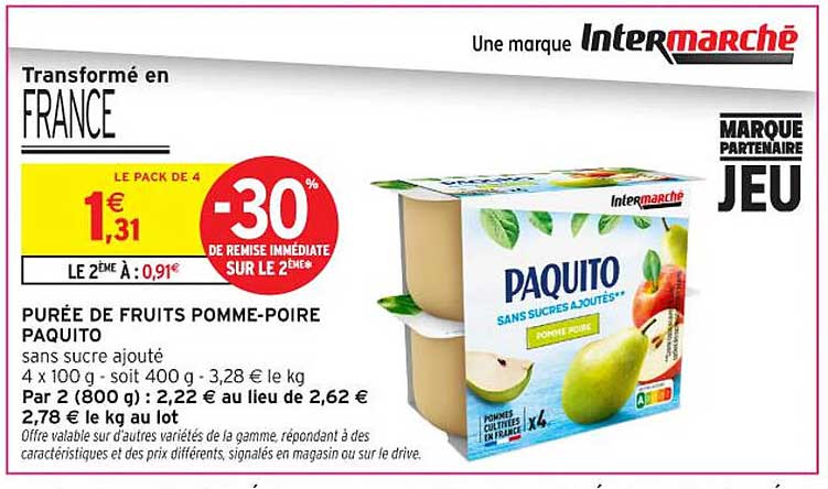 Purée de fruits pomme-poire Paquito