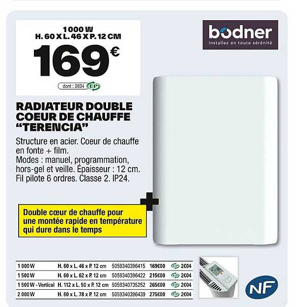 RADIATEUR DOUBLE COEUR DE CHAUFFE "TERENCIA"