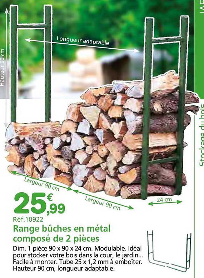 Range bûches en métal composé de 2 pièces