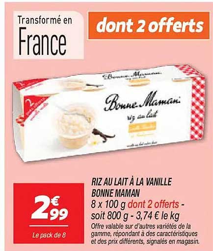 RIZ AU LAIT À LA VANILLE BONNE MAMAN