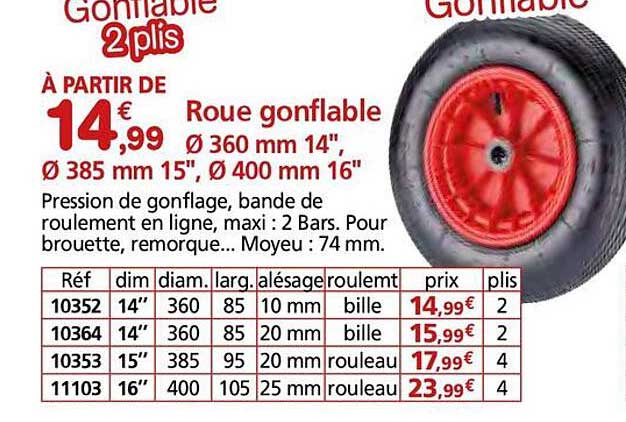 Roue gonflable 2 plis