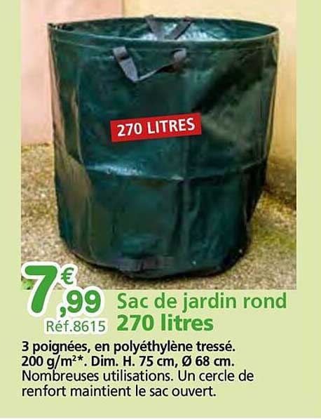 Sac de jardin rond 270 litres