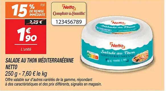 SALADE AU THON MÉDITERRANÉENNE NETTO