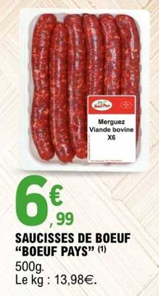 SAUCISSES DE BOEUF "BOEUF PAYS"