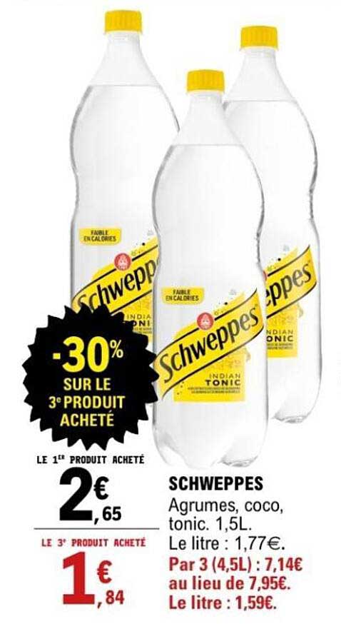 SCHWEPPES -30% SUR LE 3ᵉ PRODUIT ACHETÉ