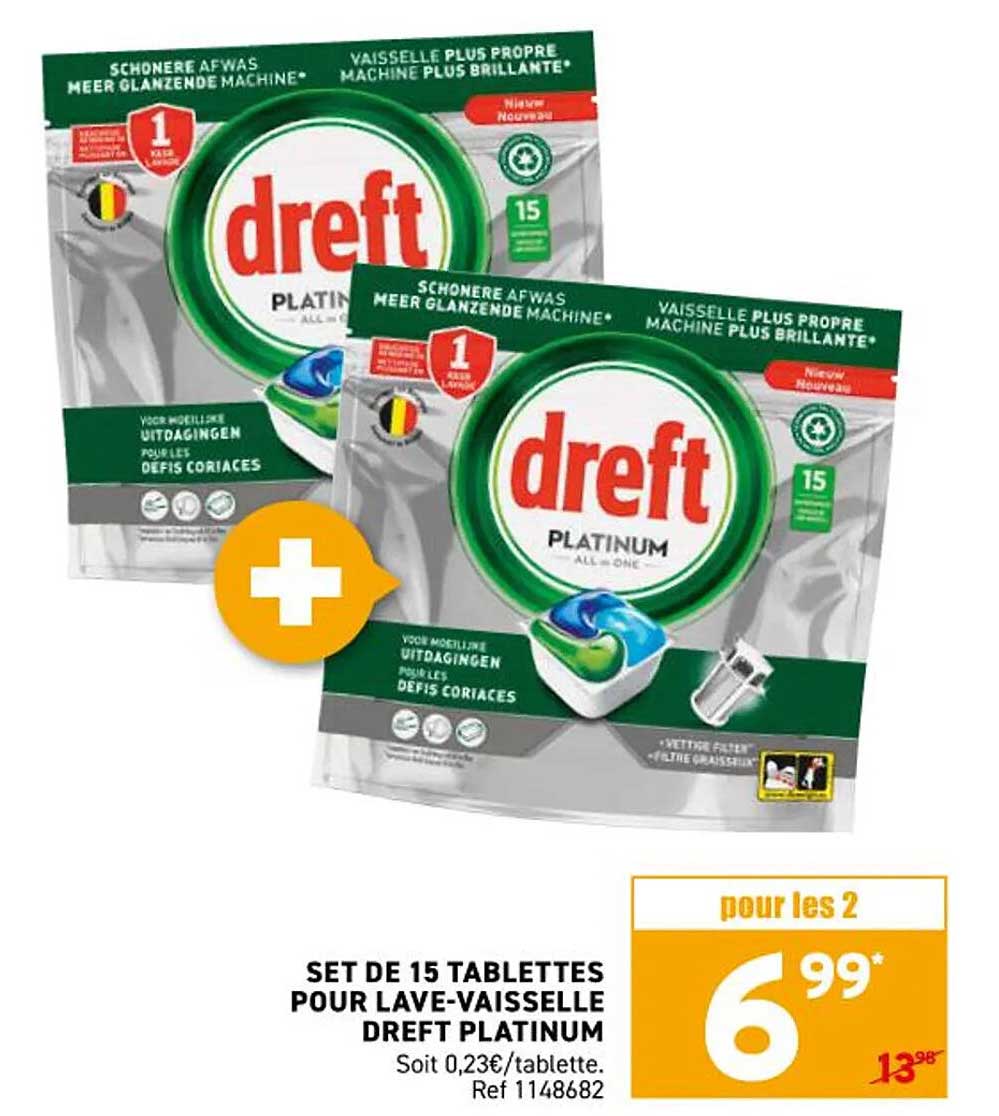 SET DE 15 TABLETTES POUR LAVE-VAISSELLE DREFT PLATINUM