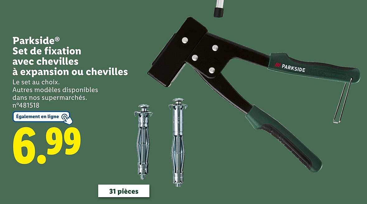 Set de fixation avec chevilles à expansion ou chevilles