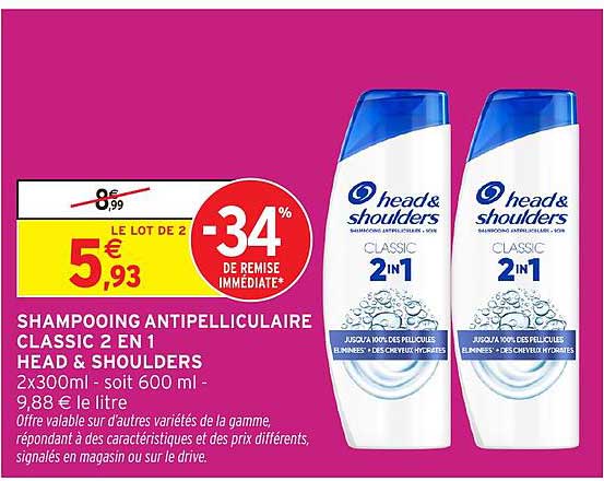 SHAMPOOING ANTIPELLICULAIRE CLASSIC 2 EN 1 HEAD & SHOULDERS
