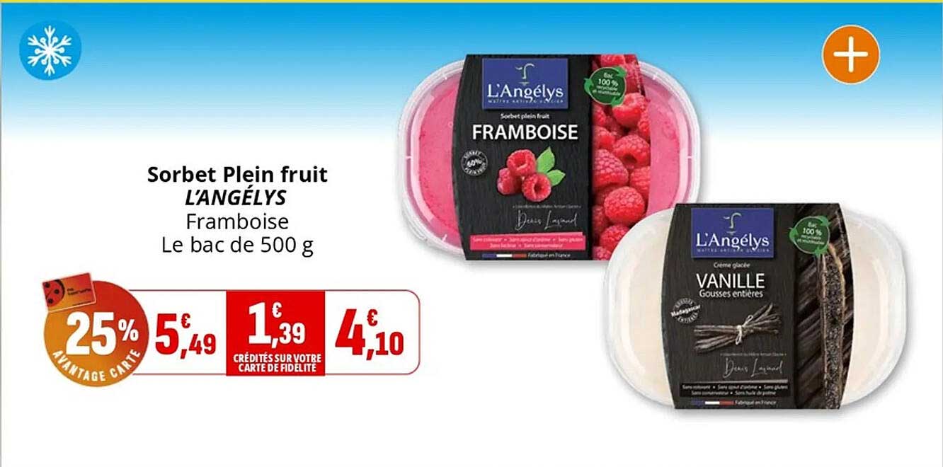 Sorbet Plein fruit L'Angélys Framboise
