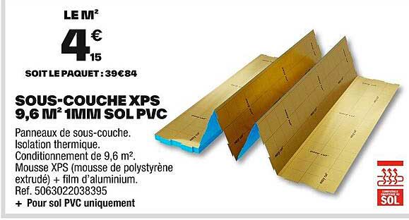 SOUS-COUCHE XPS 9,6 M² 1MM SOL PVC