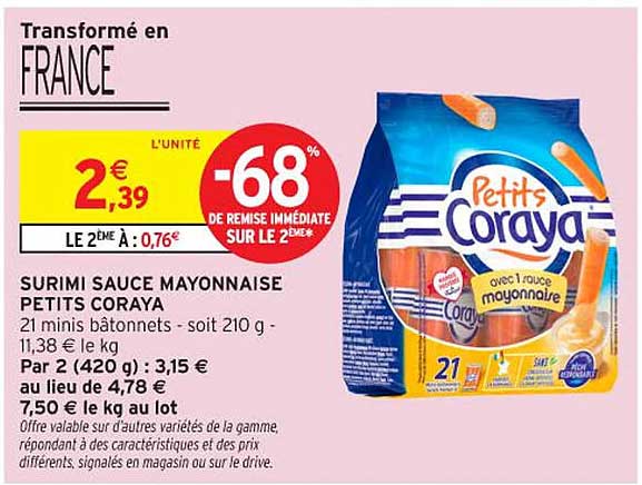 Surimi sauce mayonnaise Petits Coraya