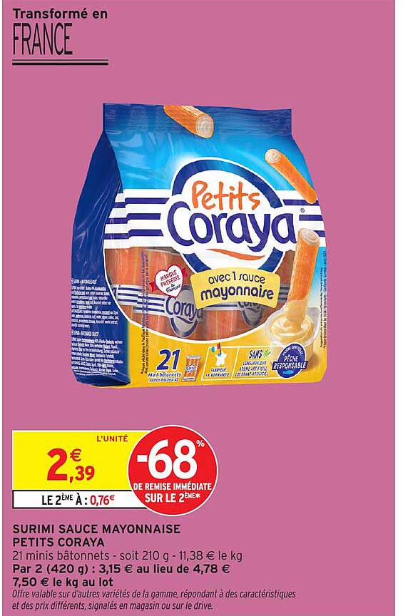 Surimi sauce mayonnaise Petits Coraya