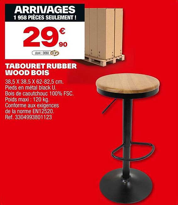 TABOURET RUBBER WOOD BOIS