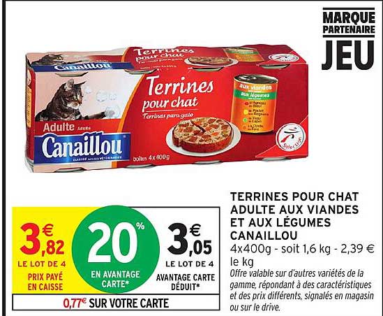 TERRINES POUR CHAT ADULTE AUX VIANDES ET AUX LÉGUMES CANAILLOU