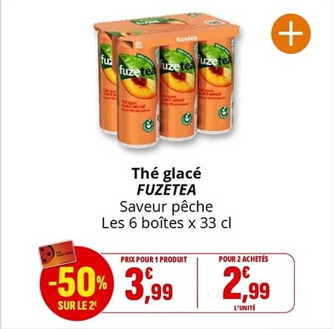 Thé glacé FUZETEA Saveur pêche Les 6 boîtes x 33 cl