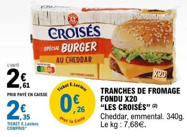 TRANCHES DE FROMAGE FONDU X20 "LES CROISÉS"