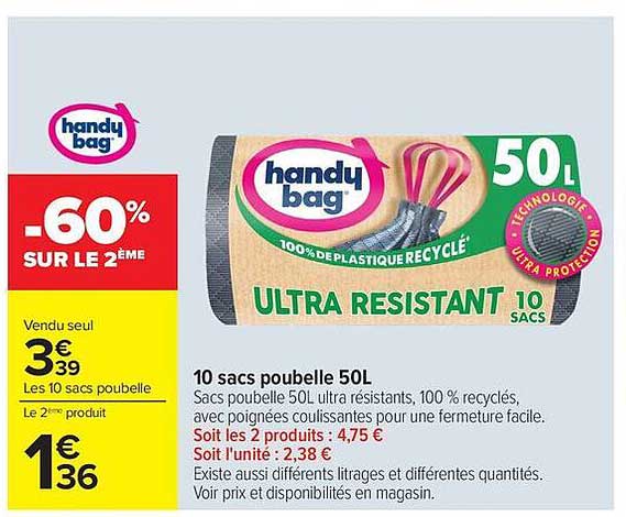 10 sacs poubelle 50L