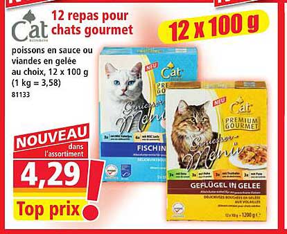 12 repas pour chats gourmet