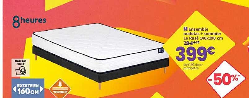 2 Ensemble matelas + sommier Le Rêve 140x190 cm