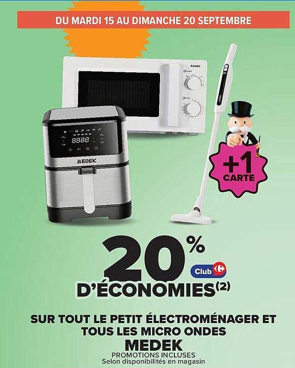 20% D’ÉCONOMIES(2) SUR TOUT LE PETIT ÉLECTROMÉNAGER ET TOUS LES MICRO ONDES MEDEK