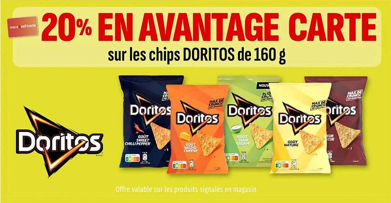 20% EN AVANTAGE CARTE sur les chips DORITOS de 160 g