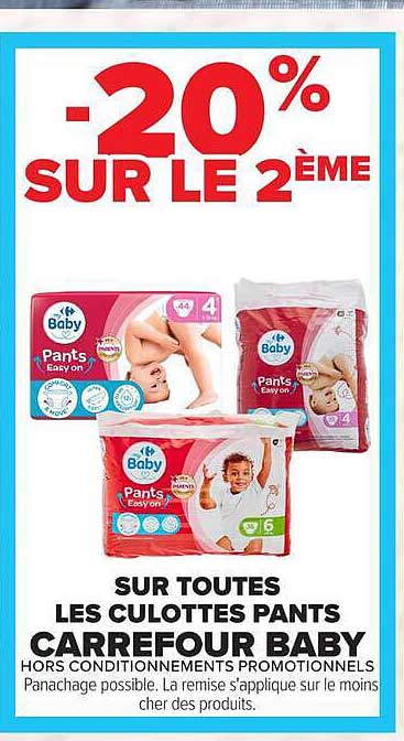 -20% SUR LE 2ÈME SUR TOUTES LES CULOTTES PANTS CARREFOUR BABY