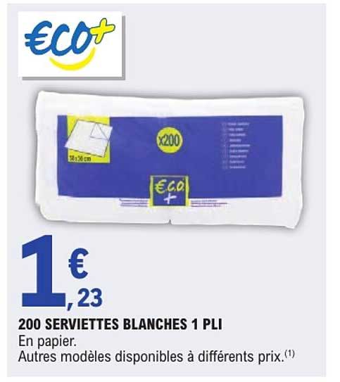 200 SERVIETTES BLANCHES 1 PLI