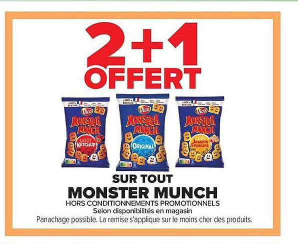 2+1 OFFERT SUR TOUT MONSTER MUNCH