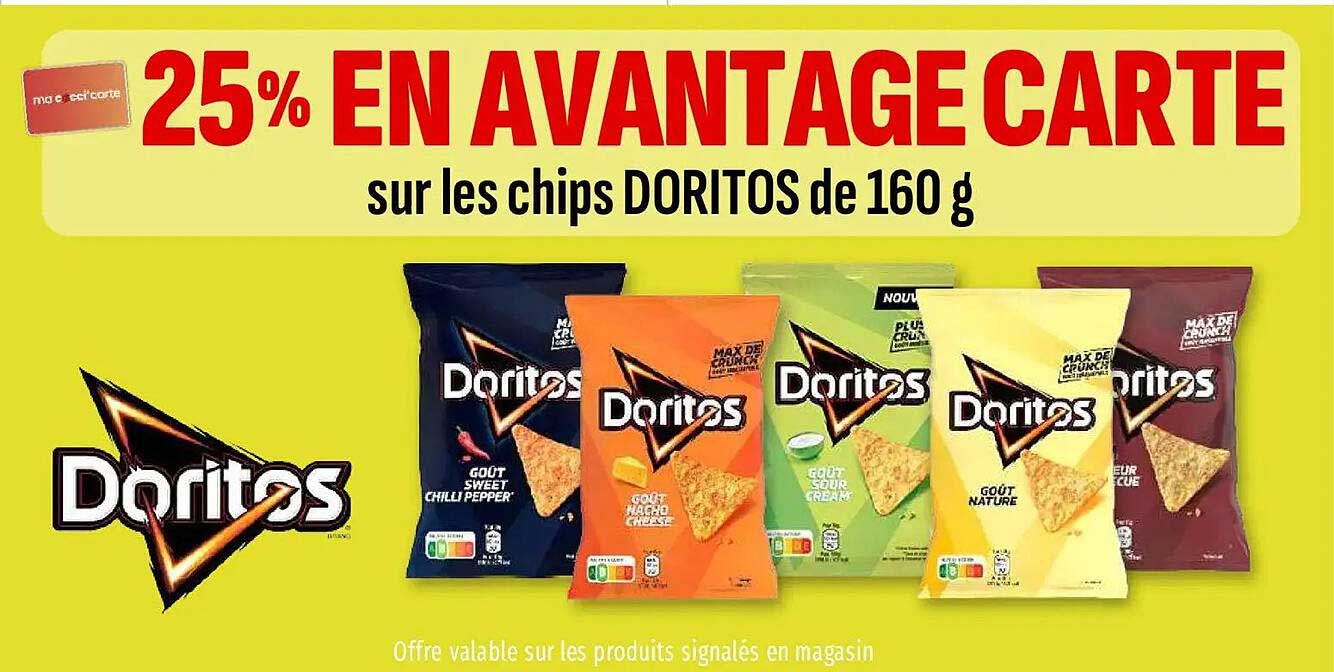 25% EN AVANTAGE CARTE sur les chips DORITOS de 160 g