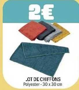 2€ LOT DE CHIFFONS Polyester - 30 x 30 cm