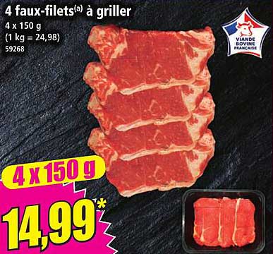 4 faux-filets(a) à griller