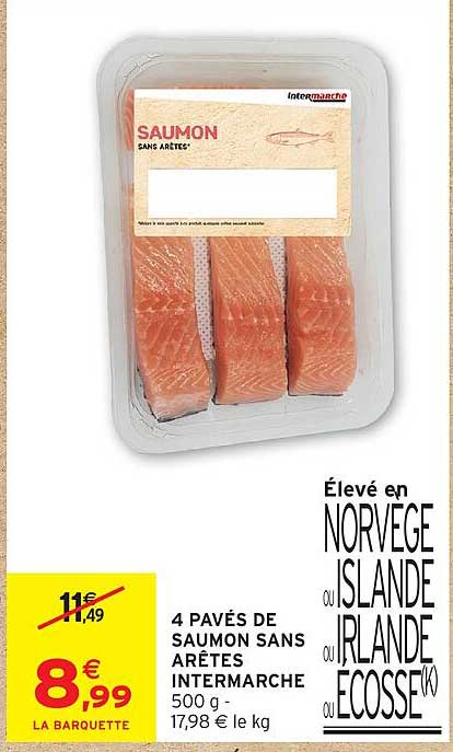 4 pavés de saumon sans arêtes Intermarché