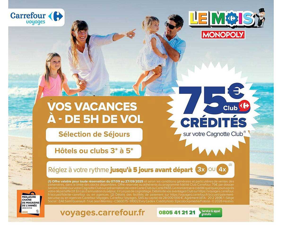75€ Club CRÉDITÉS sur votre Cagnotte Club