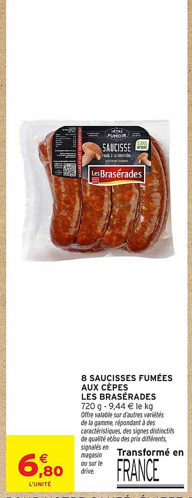 8 SAUCISSES FUMÉES AUX CÈPES LES BRASÉRADES