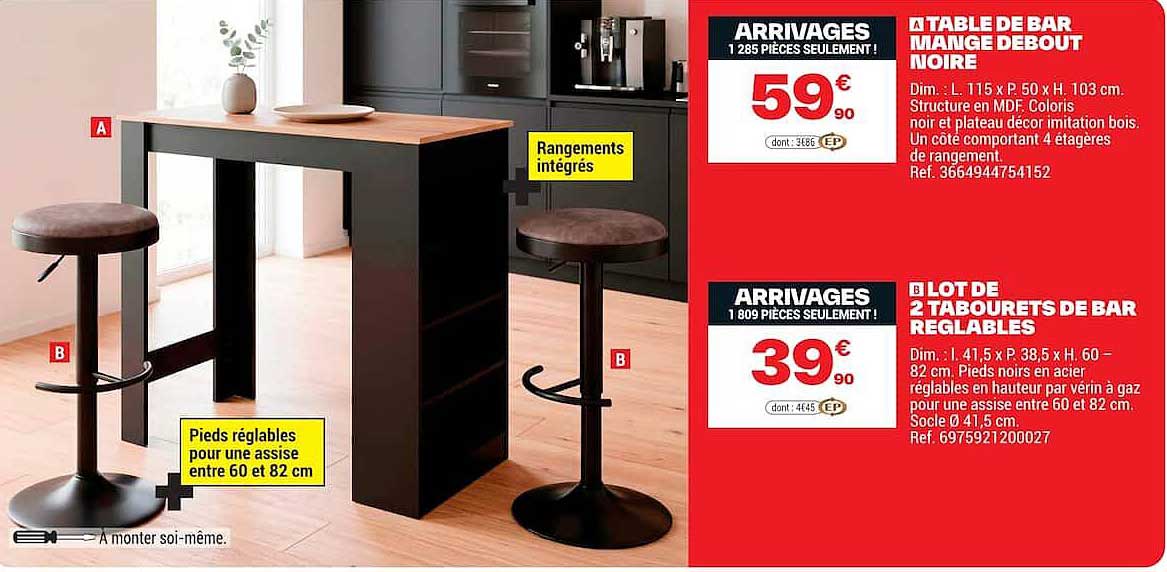 A TABLE DE BAR MANGE DEBOUT NOIRE