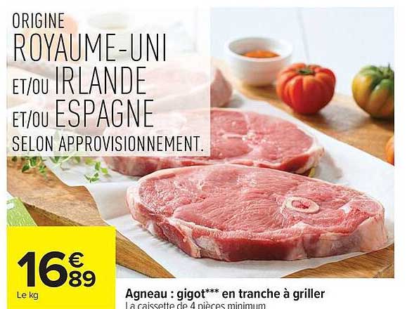 Agneau : gigot*** en tranche à griller