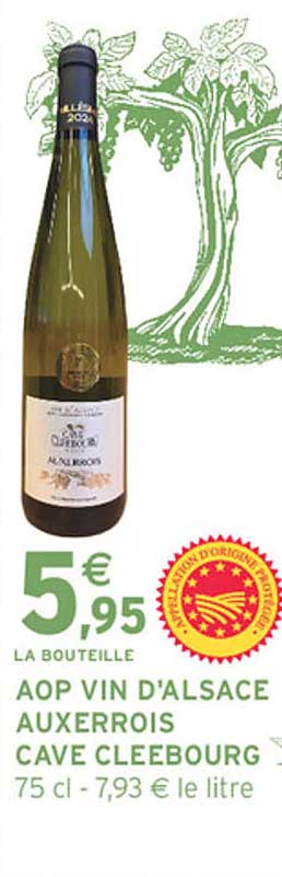 AOP VIN D'ALSACE AUXERROIS CAVE CLEEBOURG