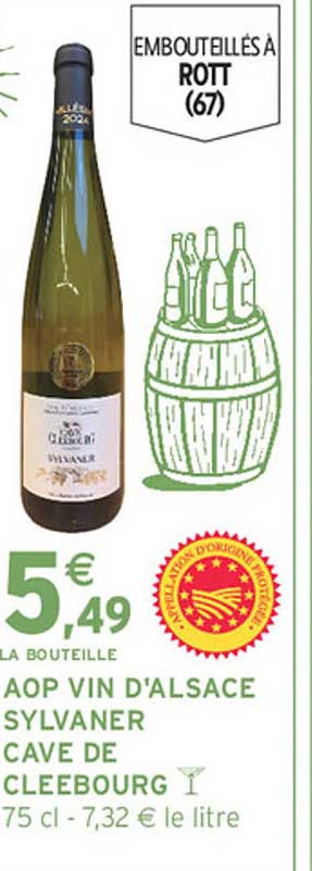 AOP VIN D'ALSACE SYLVANER CAVE DE CLEEBOURG