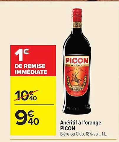 Apéritif à l'orange PICON Bière ou Club, 18% vol., 1L.