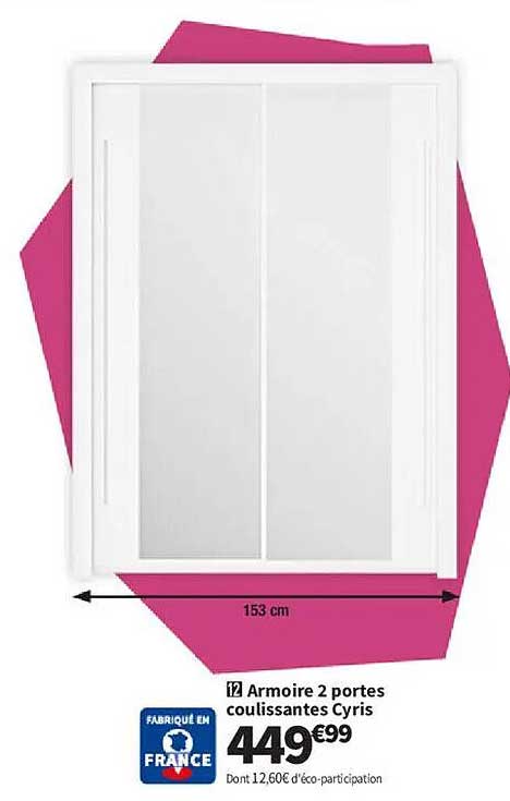 Armoire 2 portes coulissantes Cyris