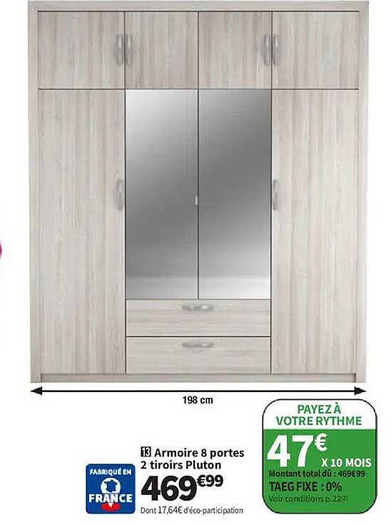 Armoire 8 portes 2 tiroirs Pluton
