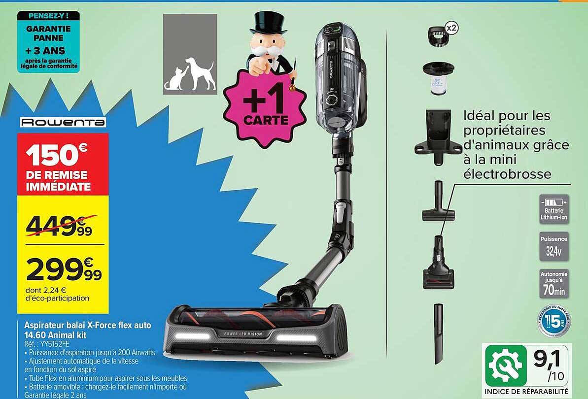 Aspirateur balai X-Force flex auto 14.60 Animal kit