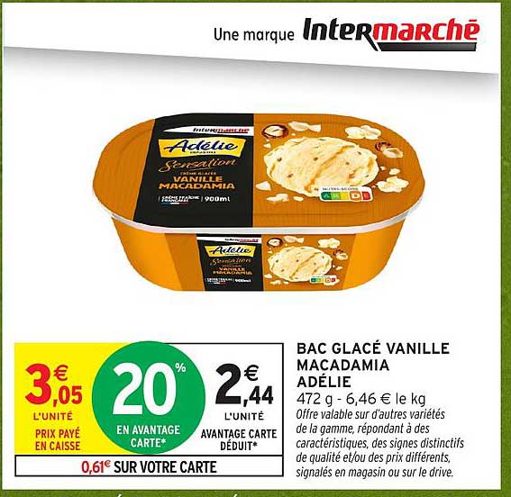 BAC GLACÉ VANILLE MACADAMIA ADÉLIE