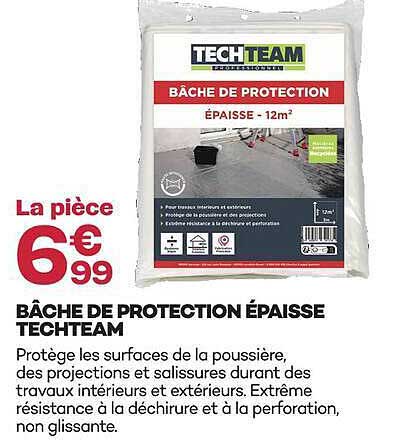 BÂCHE DE PROTECTION ÉPAISSE TECHTEAM